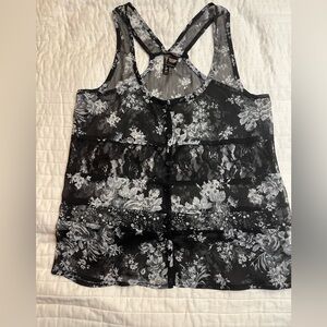Full tilt floral sheer tank sleeveless top
